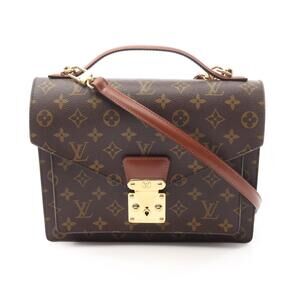Louis Vuitton Monceau handbag canvas leather Monogram brown